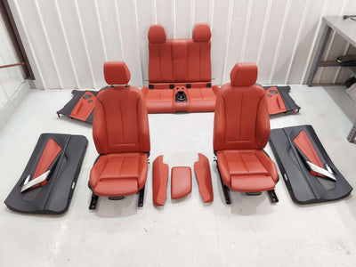 15-16 BMW 235I F23 FRONT REAR LEFT RIGHT CORAL RED INTERIOR SEAT SET & DOOR TRIM