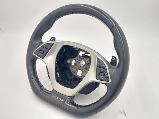15-17 Chevrolet Corvette Steering Wheel Z06 Carbon Leather Flat Bottom 23231495