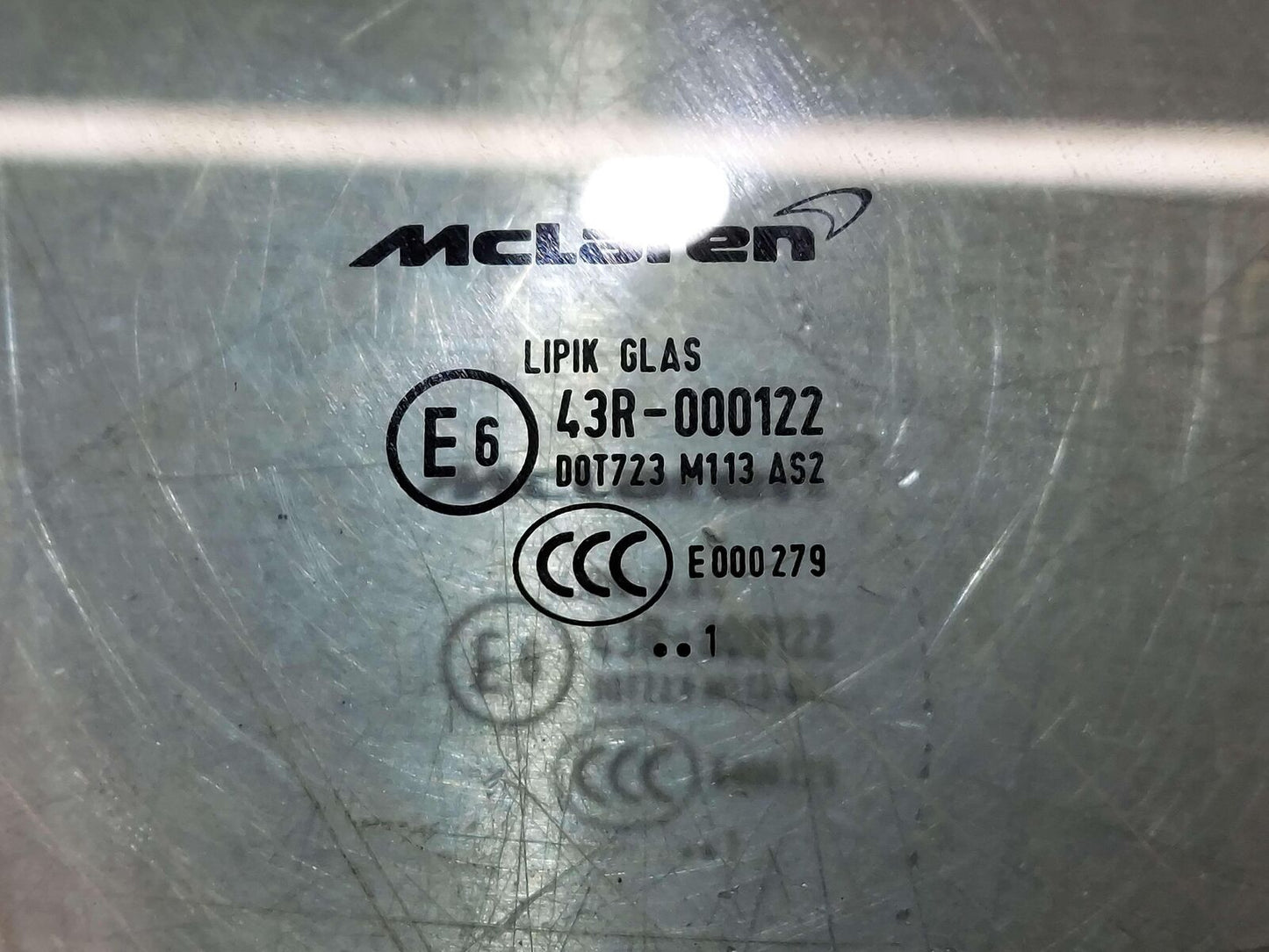 2021 MCLAREN GT FRONT RH RIGHT DOOR GLASS WINDOW