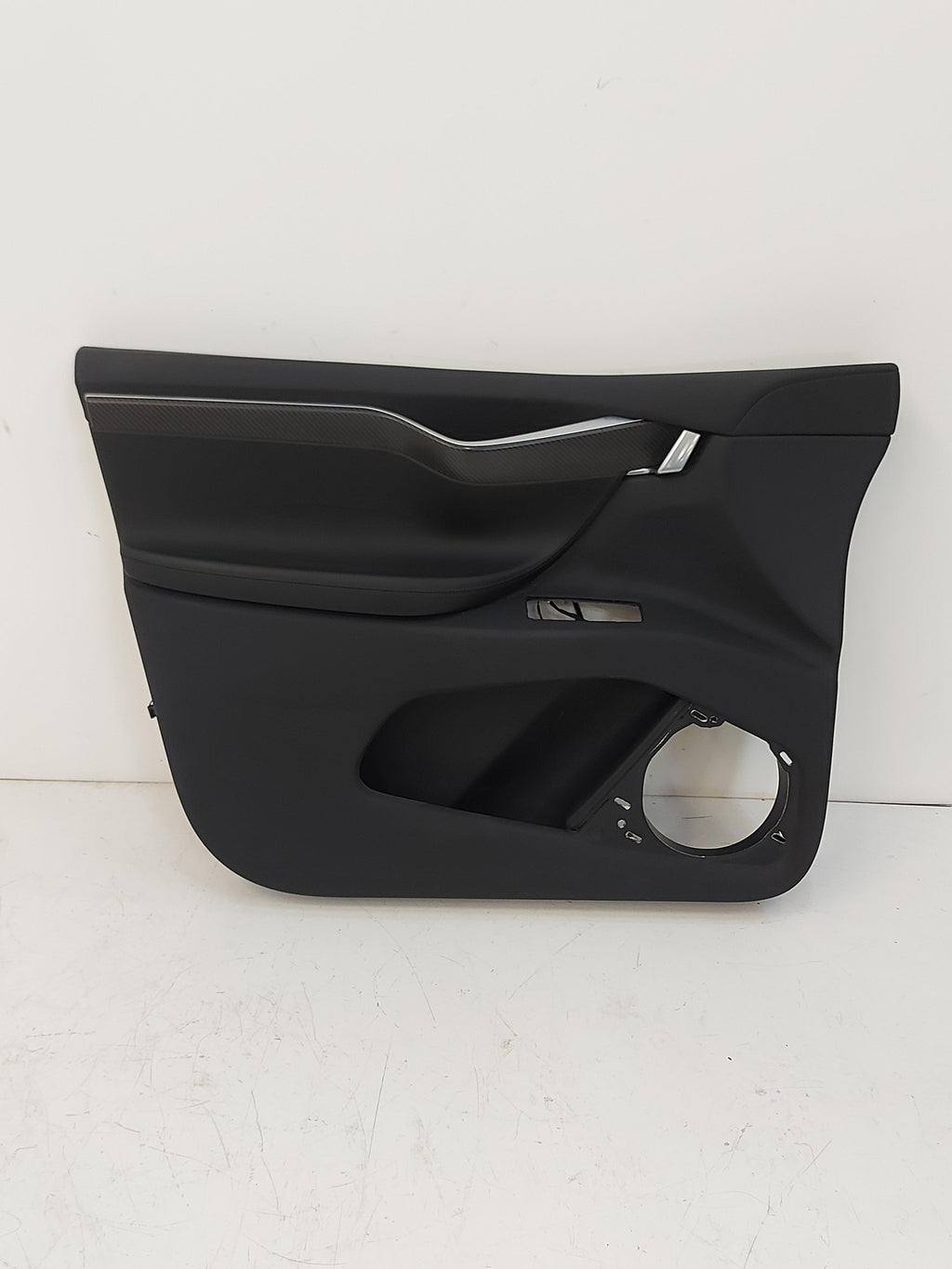 2017 TESLA X Left Front Door card Trim Panel Lh Black Leather Carbon