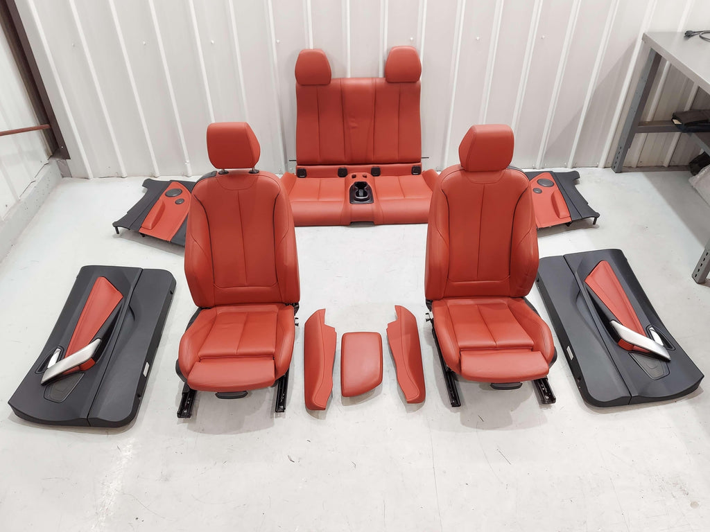 15-16 BMW 235I F23 FRONT REAR LEFT RIGHT CORAL RED INTERIOR SEAT SET & DOOR TRIM