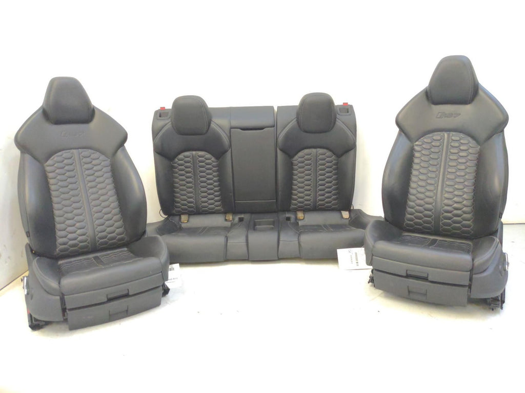 14 15 AUDI RS7 FRONT REAR LEFT RIGHT SEAT SET BLACK LEATHER DIAMOND STITCH