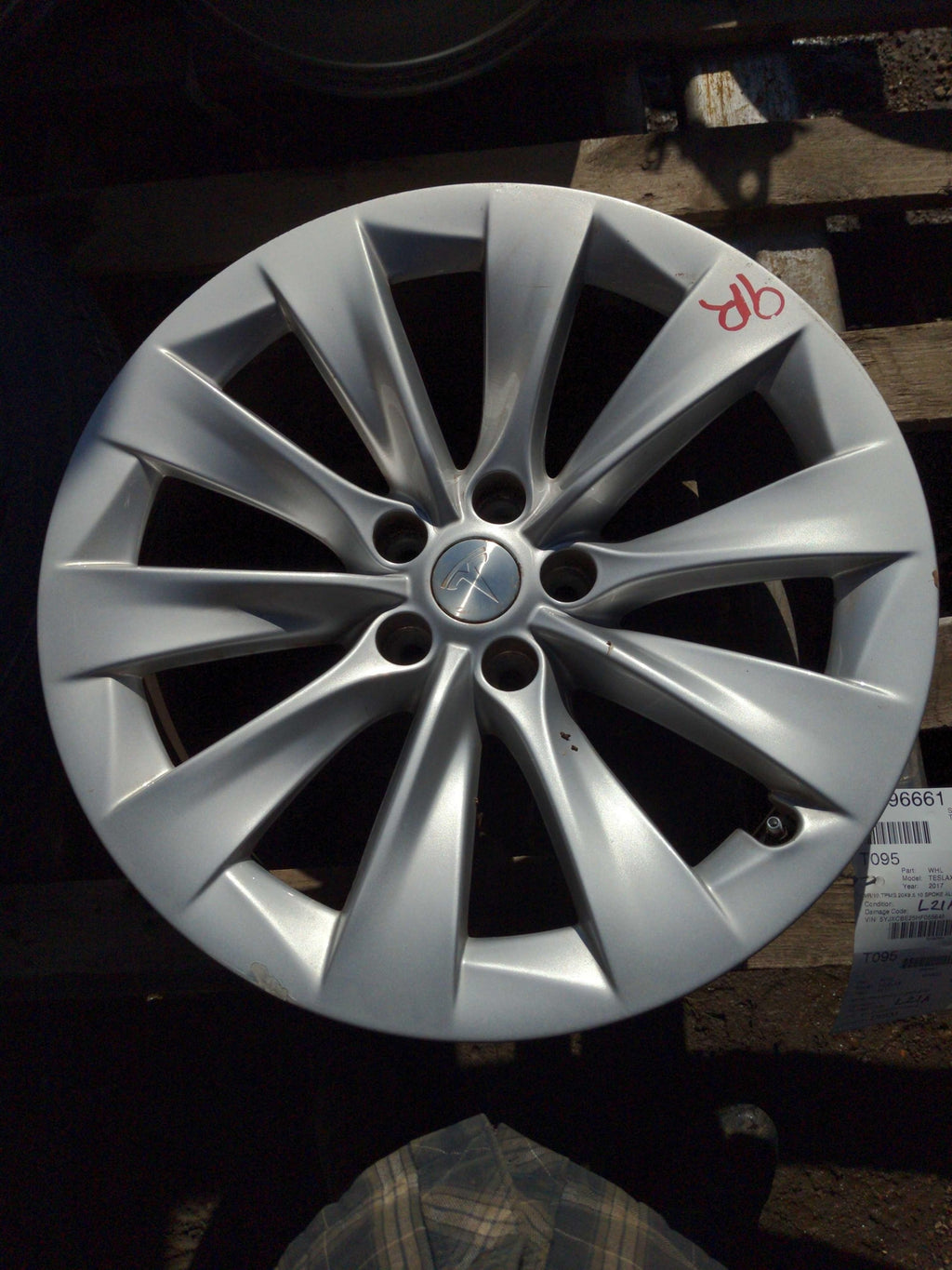 2017 TESLA X Wheel Tpms 20x9.5 10 Spoke Alloy Rear