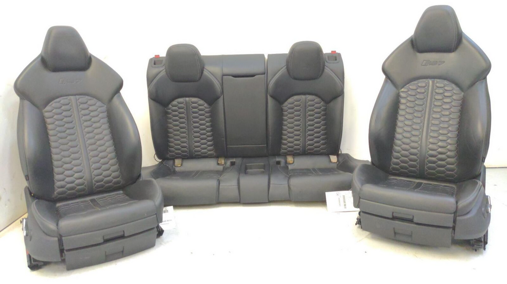 14 15 AUDI RS7 FRONT REAR SEAT SET BLACK LEATHER DIAMOND STITCH