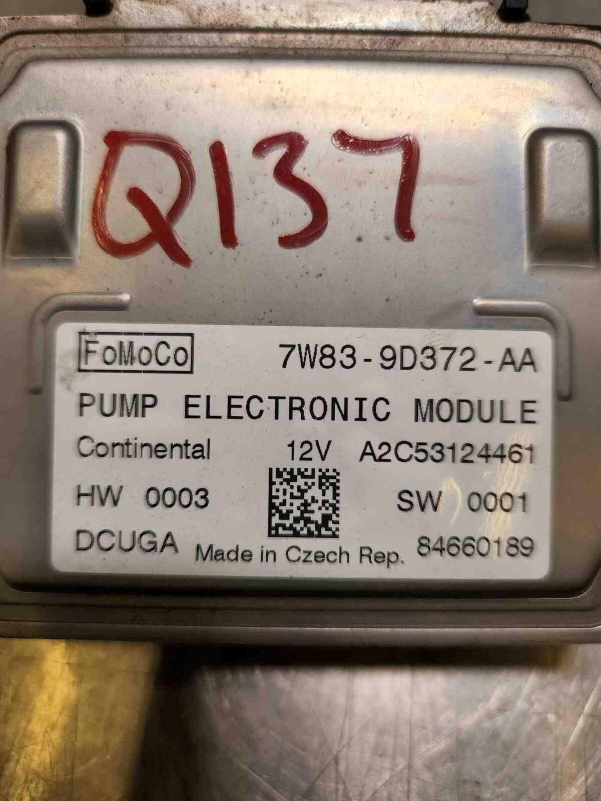 2019 JAGUAR XJ 7w83-9d372-aa Fuel Pump Control Module