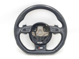 13-14 AUDI S4 B8 TIPTRONIC STEERING WHEEL W/ PADDLE SHIFTERS LEATHER BLACK ZM